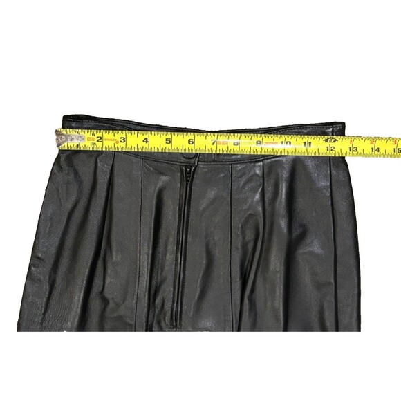Vintage Sea Dream Leather Midi Pencil Short sz 6 Black Leather - Picture 2 of 7